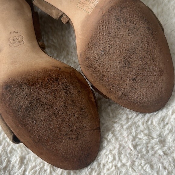 TORY BURCH Leyla Lace Up Suede Cut Out Open Toe Stilettos Heels Size 7.5 - Picture 5 of 5